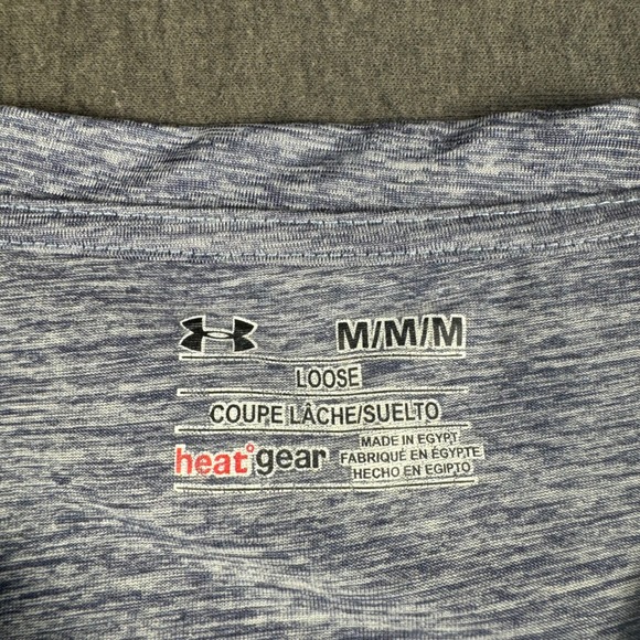 Under Armour Heatgear V Neck T Shirt Blue Heathered Loose Fit Women's M - Picture 3 of 9